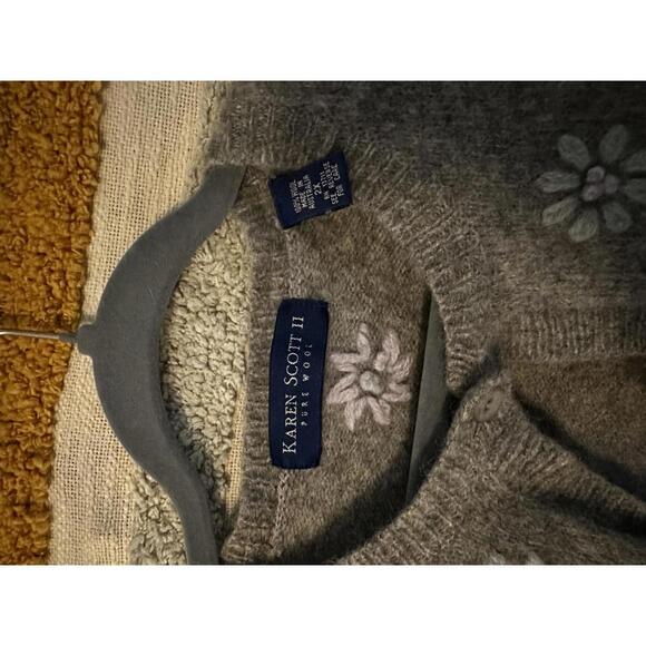 Karen Scott II Gray Pure Wool Button Cardigan - 2X - Picture 4 of 7